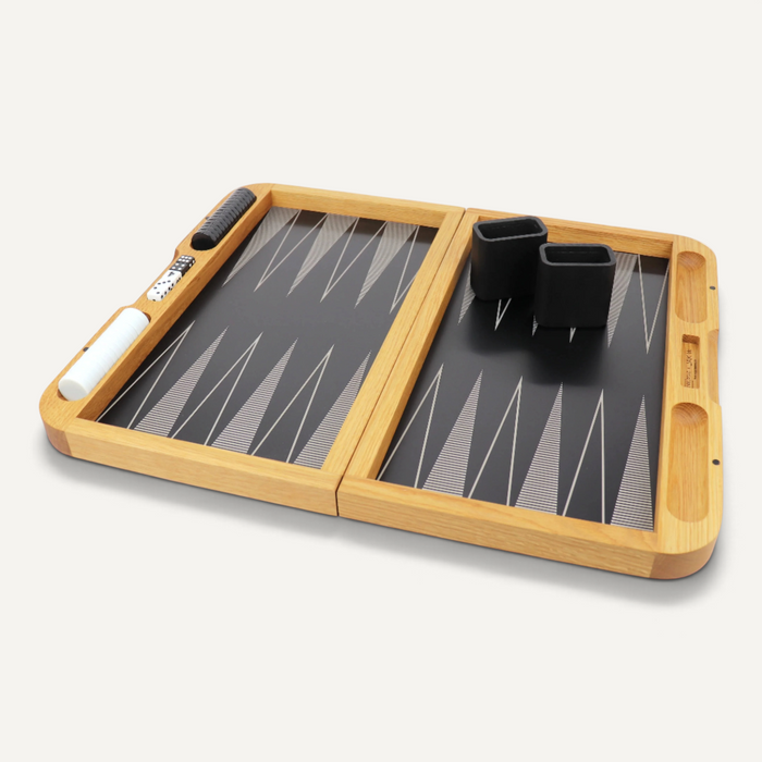 Skyline Backgammon Set Game Fire Road. Laser Cut on Oak. Handmade in San Francisco by Fireroad