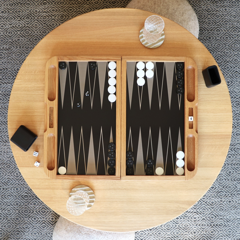 Skyline Backgammon Set Game Fire Road. Laser Cut on Oak. Handmade in San Francisco by Fireroad