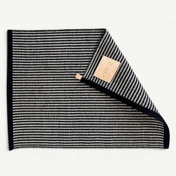 Pinstripe Entry Rug Area Rug Kasthall 27"D x 35"W Black and Beige