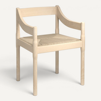 JAK W Carimate chair in natural beech wood with a woven paper cord seat, designed by Vico Magistretti.