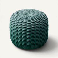 Round Stool, Gradient Outdoor Ottoman Shore Studios Short Gradient Deep Ocean
