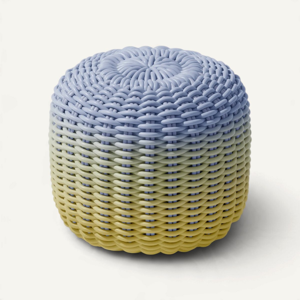Round Stool, Gradient Outdoor Ottoman Shore Studios Short Gradient Lemon Grass