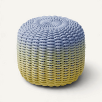 Round Stool, Gradient Outdoor Ottoman Shore Studios Short Gradient Lemon Grass