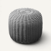 Round Stool, Gradient Outdoor Ottoman Shore Studios Short Gradient Soft Stone