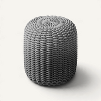 Round Stool, Gradient Outdoor Ottoman Shore Studios Tall Gradient Soft Stone