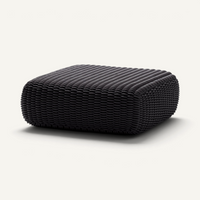 Square Ottoman Outdoor Pouf Shore Studios Monochrome Charcoal