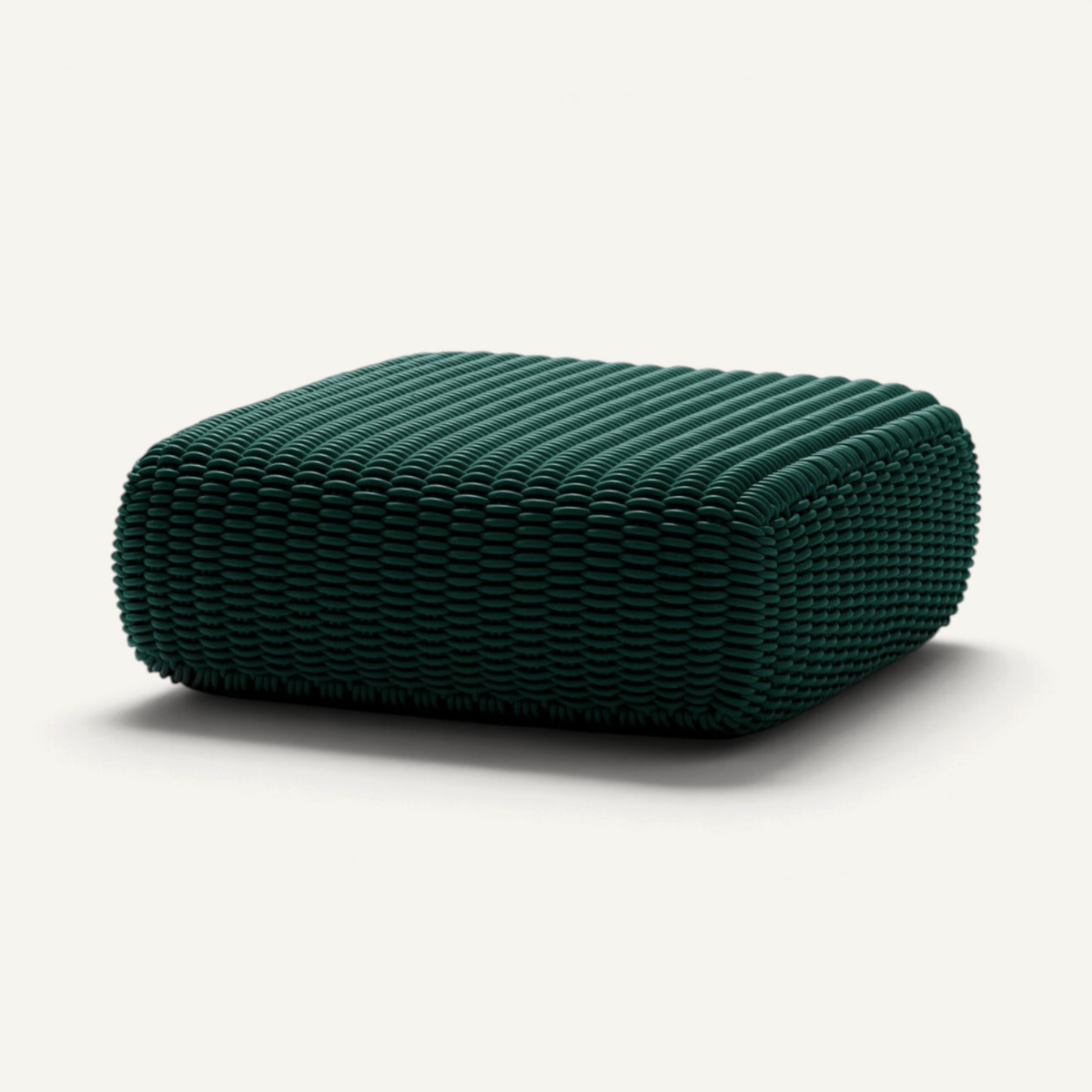 Square Ottoman Outdoor Pouf Shore Studios Monochrome Emerald