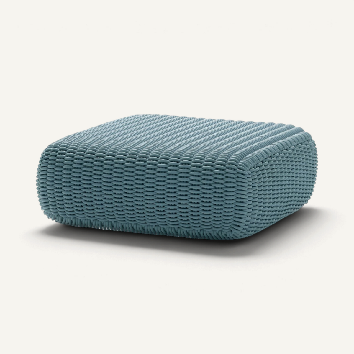 Square Ottoman Outdoor Pouf Shore Studios Monochrome Glacier