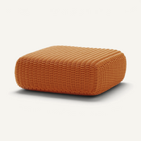 Square Ottoman Outdoor Pouf Shore Studios Monochrome Peach
