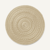 Monochrome Round Mat Outdoor Rug Shore Studios 30" D Shell