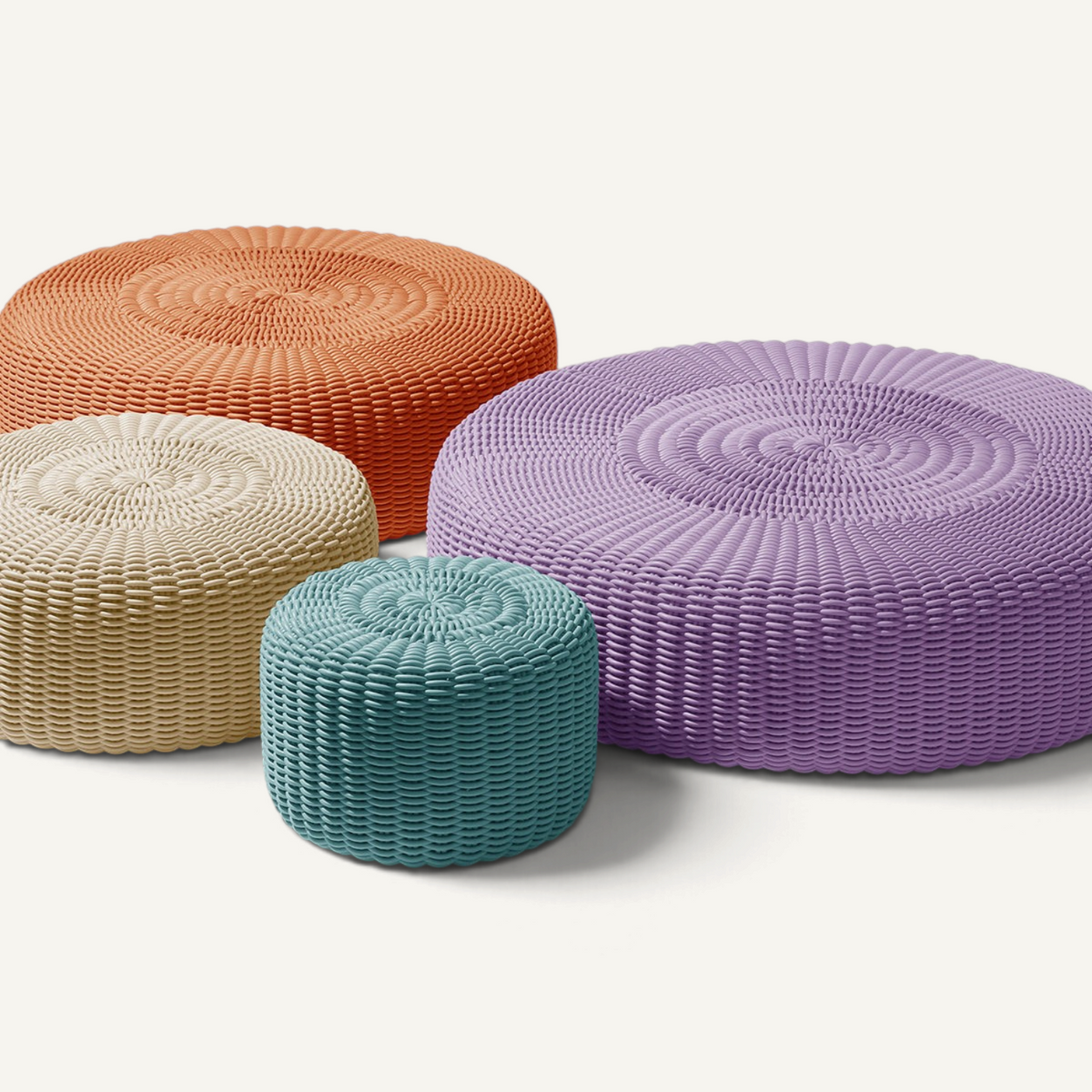 Round Ottoman, Monochrome Outdoor Ottoman Shore Studios
