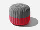 Round Stool, Multistripe Outdoor Ottoman Shore Studios Short Multistripe Dragonfruit and Slate 