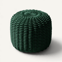 Round Stool, Monochrome Outdoor Ottoman Shore Studios Short Emerald