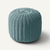 Round Stool, Monochrome Outdoor Ottoman Shore Studios Short Glacier