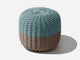 Round Stool, Multistripe Outdoor Ottoman Shore Studios Short Multistripe Glacier and Clay 