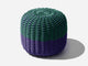 Round Stool, Multistripe Outdoor Ottoman Shore Studios Short Multistripe Plum and Emerald 