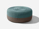 Round Ottoman, Multi-Stripe Outdoor Ottoman Shore Studios Multistripe Glacier and Clay Small 