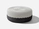 Round Ottoman, Multi-Stripe Outdoor Ottoman Shore Studios Multistripe Marshmallow and Charcoal Small 