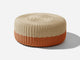Round Ottoman, Multi-Stripe Outdoor Ottoman Shore Studios Multistripe Shell and Peach Small 