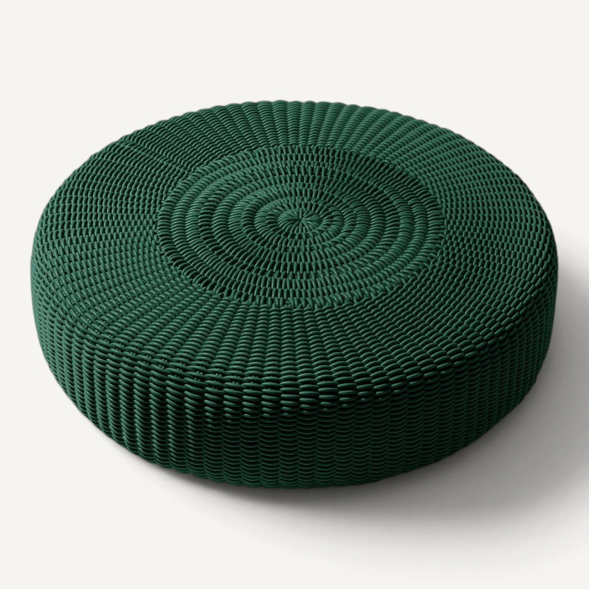 Round Ottoman, Monochrome Outdoor Ottoman Shore Studios Small Emerald