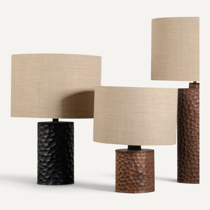 Touch Lamp Lighting Zanat Medium (Base 6”d x 9.5”h. Lampshade 14”d x 9.5”h) Black Stained Maple